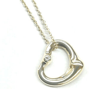 Tiffany Co Open Heart Diamond Necklace Silver Bag Accessory Kantei Kyoku Nasu